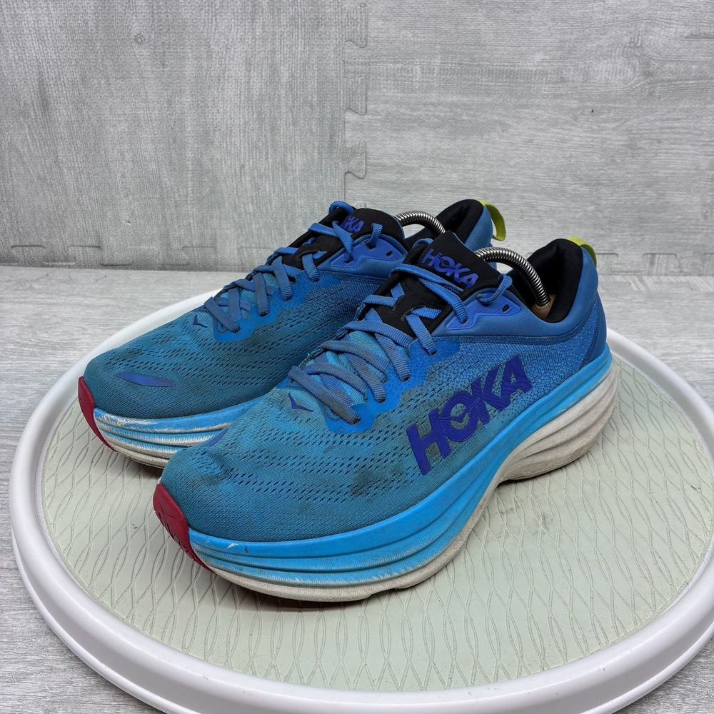 Hoka Bondi 8 Running Shoes Mens 11 Blue Mesh Road Cushioned 1123202 VSW